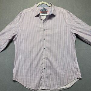 Robert Graham Men Long Sleeve Button Down Shirt Geometric Red Blue White Size XL